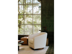 Oscy Faux Shearling White Swivel Chair - Ornate Home