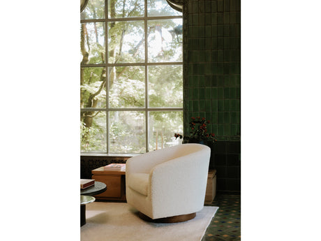 Oscy Faux Shearling White Swivel Chair - Ornate Home