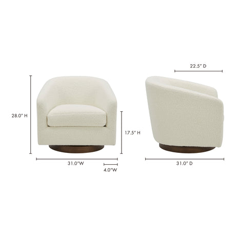 Oscy Faux Shearling White Swivel Chair - Ornate Home