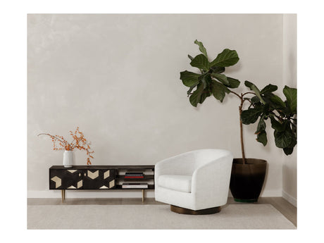 Oscy Splashed White Swivel Chair - Ornate Home