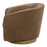 Oscy Tan Leather Leather Swivel Chair - Ornate Home