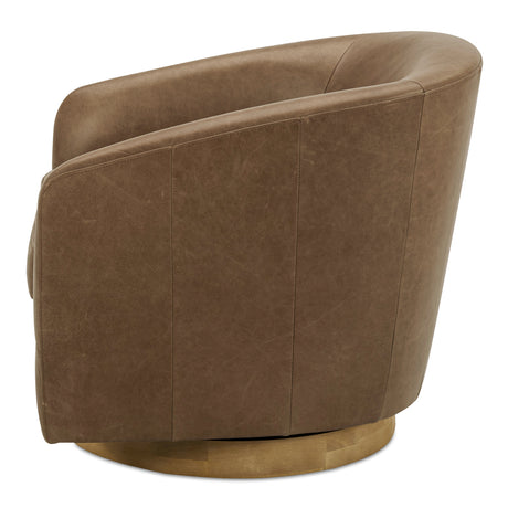 Oscy Tan Leather Leather Swivel Chair - Ornate Home