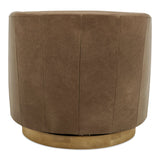 Oscy Tan Leather Leather Swivel Chair - Ornate Home
