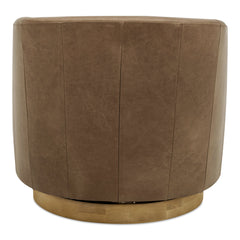 Oscy Tan Leather Leather Swivel Chair - Ornate Home
