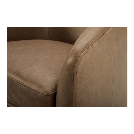 Oscy Tan Leather Leather Swivel Chair - Ornate Home