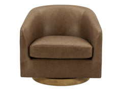 Oscy Tan Leather Swivel Chair - Ornate Home