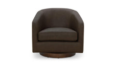 Oscy Taupe Leather Swivel Chair - Ornate Home