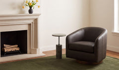 Oscy Taupe Leather Swivel Chair - Ornate Home