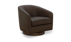 Oscy Taupe Leather Swivel Chair - Ornate Home