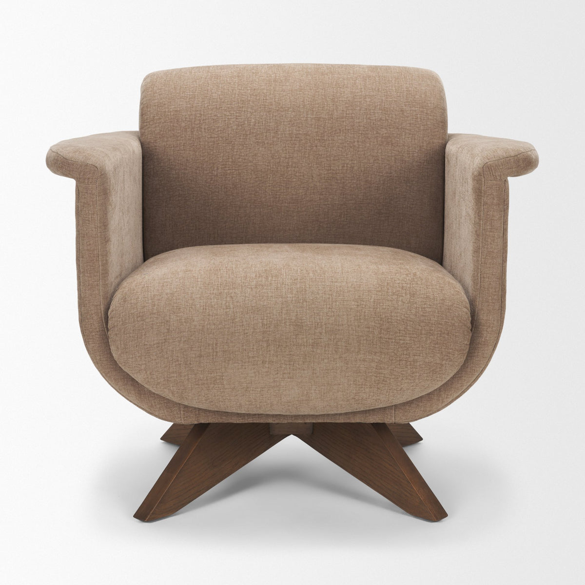Oskar Chocolate/Brown Fabric Swivel Accent Chair - Ornate Home
