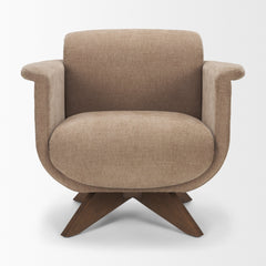 Oskar Chocolate/Brown Fabric Swivel Accent Chair - Ornate Home