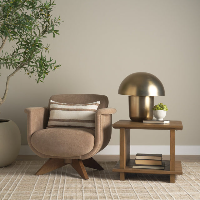 Oskar Chocolate/Brown Fabric Swivel Accent Chair - Ornate Home