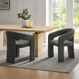 Oslo Anthracite Barrel Fabric Upholstered Dining Accent Chair - Ornate Home