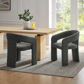 Oslo Anthracite Barrel Fabric Upholstered Dining Accent Chair - Ornate Home