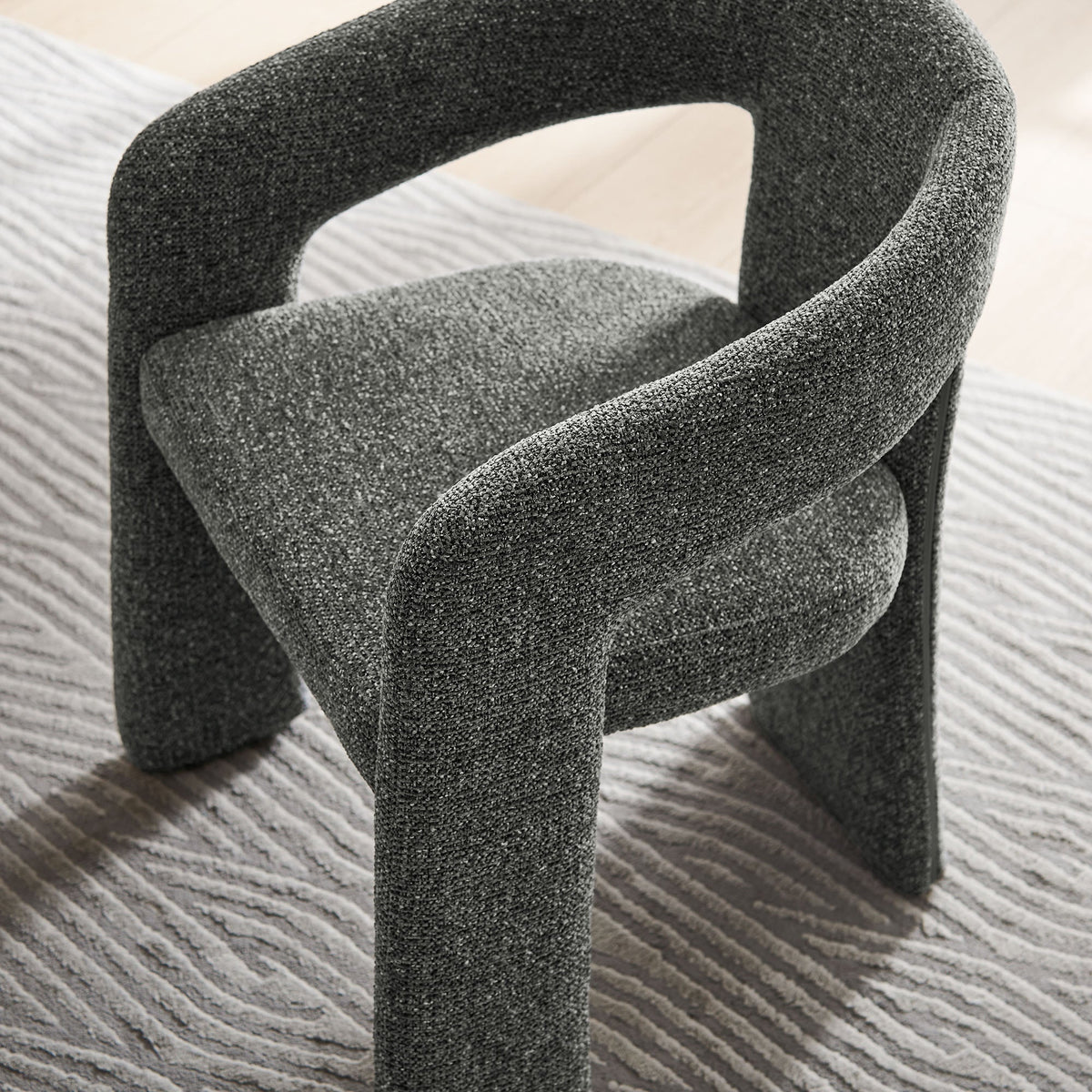 Oslo Anthracite Barrel Fabric Upholstered Dining Accent Chair - Ornate Home