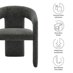 Oslo Anthracite Barrel Fabric Upholstered Dining Accent Chair - Ornate Home