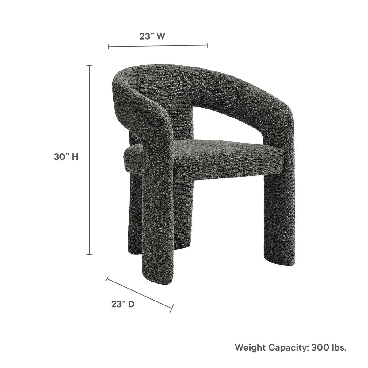 Oslo Anthracite Barrel Fabric Upholstered Dining Accent Chair - Ornate Home