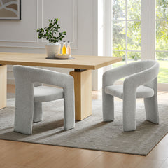 Oslo Dove Gray Barrel Fabric Upholstered Dining Accent Chair - Ornate Home