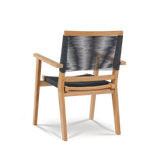 Oslo Teak Black Outdoor Dining Stacking Armchair (Set of 2) - Ornate Home