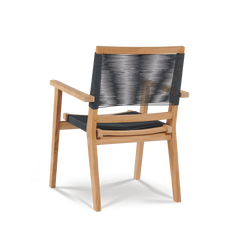 Oslo Teak Black Outdoor Dining Stacking Armchair (Set of 2) - Ornate Home