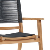 Oslo Teak Black Outdoor Dining Stacking Armchair (Set of 2) - Ornate Home