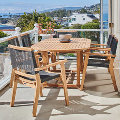 Oslo Teak Black Outdoor Dining Stacking Armchair (Set of 2) - Ornate Home