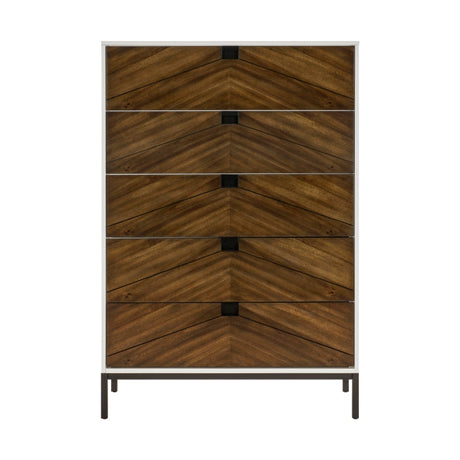 Oslo White/Walnut Chest - Ornate Home