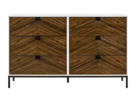 Oslo White/Walnut Dresser - Ornate Home