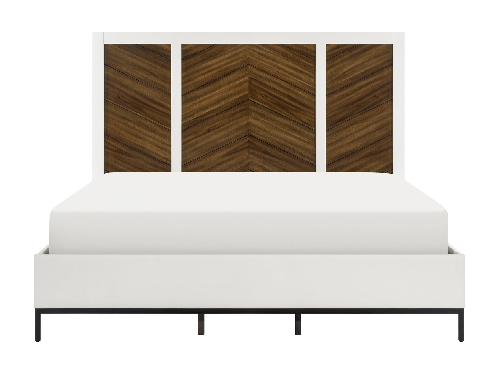 Oslo White/Walnut Eastern King Bed - Ornate Home