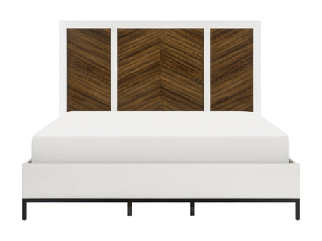 Oslo White/Walnut Eastern King Bed - Ornate Home