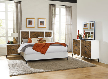 Oslo White/Walnut Eastern King Bed - Ornate Home