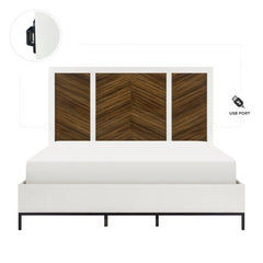Oslo White/Walnut Eastern King Bed - Ornate Home