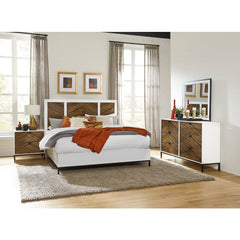 Oslo White/Walnut Eastern King Bed - Ornate Home