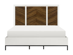 Oslo White/Walnut Queen Bed - Ornate Home
