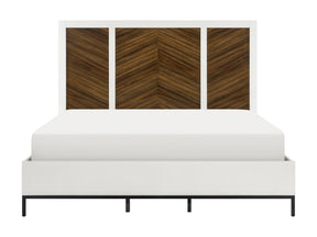 Oslo White/Walnut Queen Bed - Ornate Home