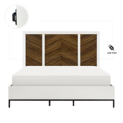 Oslo White/Walnut Queen Bed - Ornate Home