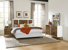 Oslo White/Walnut Queen Bed - Ornate Home
