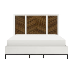 Oslo White/Walnut Queen Bed - Ornate Home