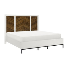 Oslo White/Walnut Queen Bed - Ornate Home
