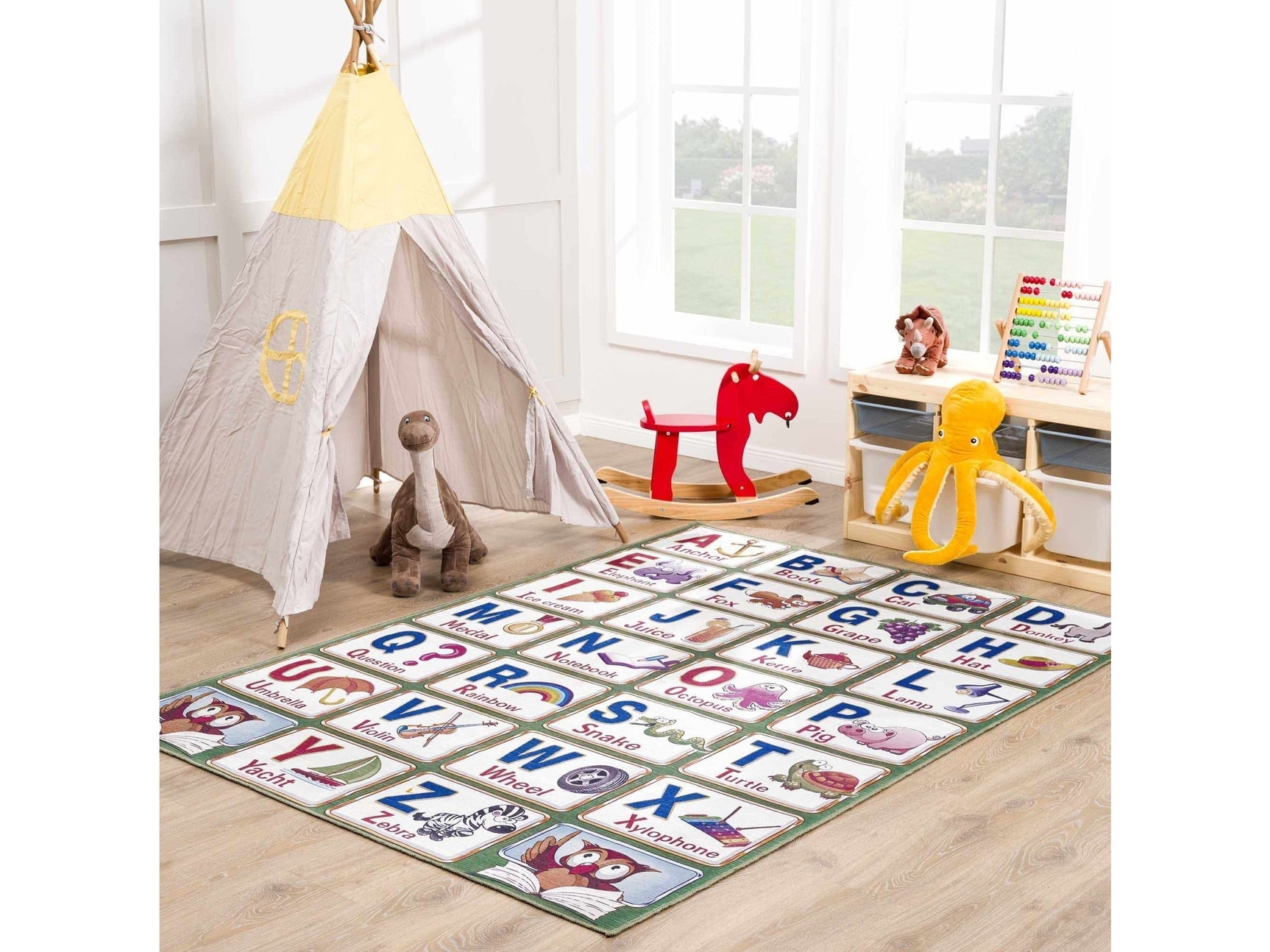 Osric Colorful Alphabet Washable Kids Rug - Ornate Home