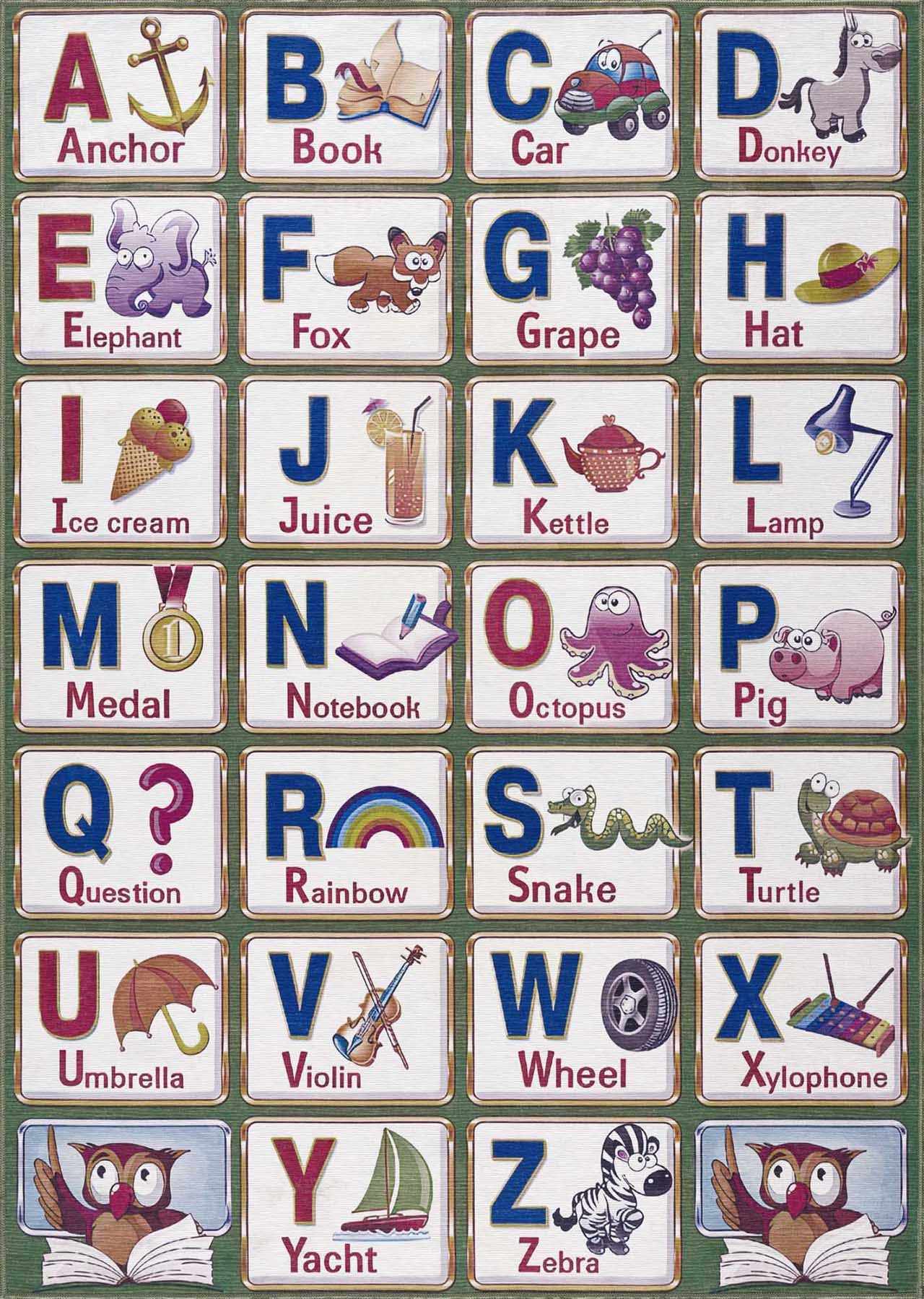 Osric Colorful Alphabet Washable Kids Rug - Ornate Home