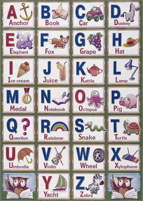 Osric Colorful Alphabet Washable Kids Rug - Ornate Home