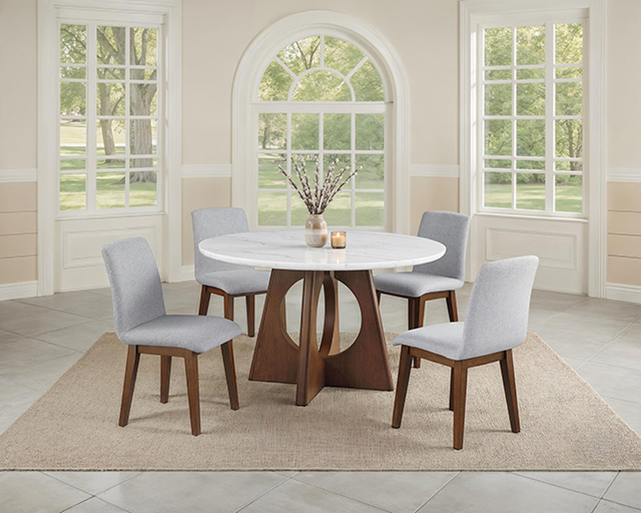 Ostbirk Walnut Round Dining Table - Ornate Home