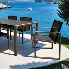 Oswego Black-Natural 7 Piece Outdoor Dining Set - Ornate Home