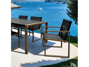Oswego Black-Natural Outdoor Dining Table - Ornate Home