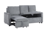Oswin Gray 70"W Corduroy Sofa with Pull-Out Chaise - Ornate Home