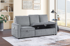 Oswin Gray 70"W Corduroy Sofa with Pull-Out Chaise - Ornate Home