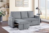 Oswin Gray 70"W Corduroy Sofa with Pull-Out Chaise - Ornate Home
