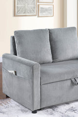 Oswin Gray 70"W Corduroy Sofa with Pull-Out Chaise - Ornate Home