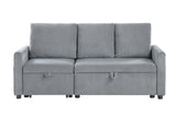 Oswin Gray 70"W Corduroy Sofa with Pull-Out Chaise - Ornate Home